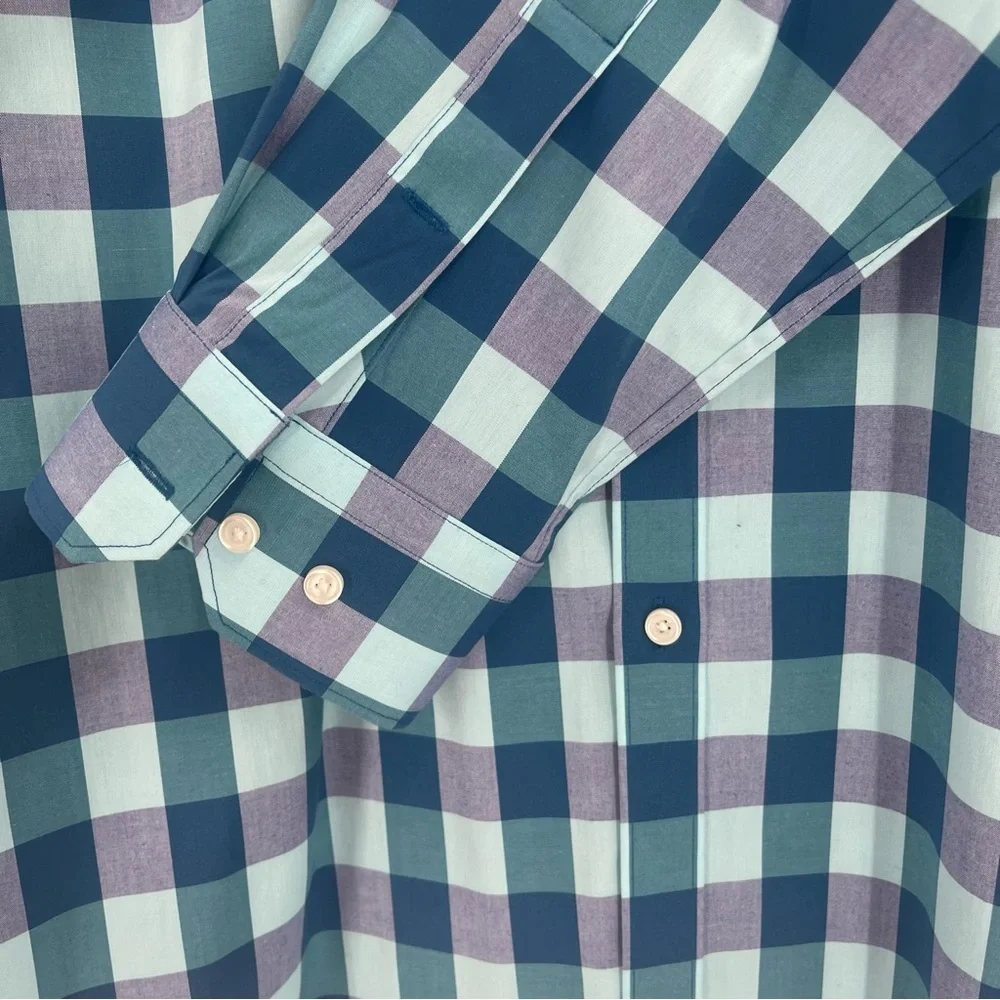 C2 by Calibrate blue Plaid Shirt 16.5 32-33 extra trim fit